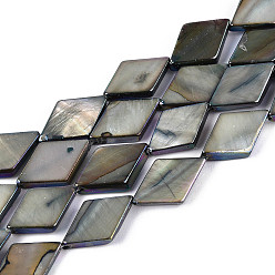 Серый Окрашенные естественных пресноводных стеклянные бусы нити, ромб, серые, 13~16x8.5~10x2~3 мм, отверстие : 0.5 мм, около 26~29 шт / нитка, 14.96~15.94'' (38~40.5 см)