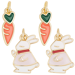 Mixed Shapes 8шт 2 стили латунные эмалевые подвески, с целью перехода в кольце, без свинца и без кадмия, долговечный, стойки покрытие, реальный 18 k позолоченный, разнообразные, 16~19.5x5~12x2~2.5 мм, отверстие : 3~3.4 мм, 4 шт / стиль