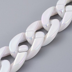 White Handmade Acrylic Imitation Pearl Curb Chains, Twisted Chains, White, Links: 29x20.5x6.5mm, about 39.37 inch(1m)/strand