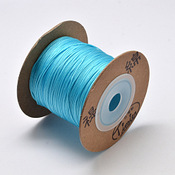 Pale Turquoise Eco-Friendly Dyed Nylon Threads, String Threads Cords, Pale Turquoise, 0.4mm, about 164.04 yards(150m)/roll