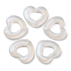 Прозрачный Светящиеся прозрачные акриловые бусины, светится в темноте, с блеском порошок, сердце, прозрачные, 26x29x5 мм, отверстие : 3 мм