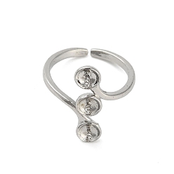 Платина Латунные крепления колец для пальцев, за половину пробурено бисера, регулируемый, платина, 17 мм