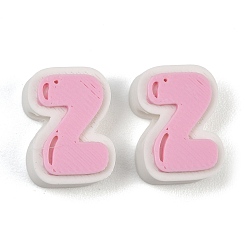 Letter Z Cuentas de plástico europeo, abalorios de grande agujero, rosa, letra z, 17.5~18x8~20x8 mm, agujero: 4.5 mm