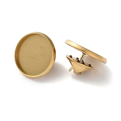 Золотой 304 плоская круглая брошь из нержавеющей стали, основа для броши, ионное покрытие (ip), золотые, 17.5x10 мм, внутренний диаметр: 16 мм