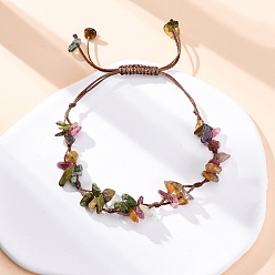 Яшма Камбаба Регулируемые браслеты из натуральной яшмы камбаба с плетеными бусинами для женщин, внутренний диаметр: 1-5/8~3 дюйм (4.15~7.6 см)