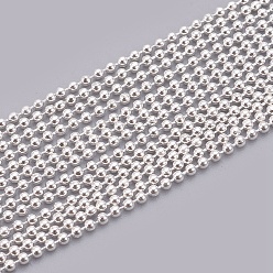 Серебро Железный шар бусинка цепи, пайки, серебряный цвет гальваническим, 1.5 мм