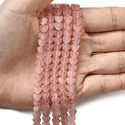 Розовый Кварц Природного розового кварца нитей бисера, сердце, 6x6x2 мм, отверстие : 0.7 мм, около 65~72 шт / нитка, 13.39'' (34 см) ~ 15.35'' (39 см)