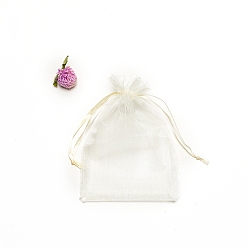 Кукурузный Шелк Прямоугольные сумки для хранения подарков из органзы на шнурке, цвет колоса кукурузы, 15x10 см