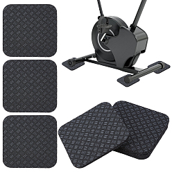 Square 4Pcs Polyurethane & Silicone Anti-slip Treadmill Mat, Black, Square, 100x100x5.5mm