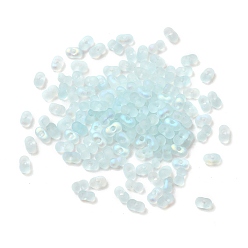 Светло-Синий Стеклянный матовый бисер, арахис, с покрытием AB цвета, голубой, 6x3.5x3 мм, отверстие : 1 мм, около 100 шт / упаковка