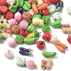 (52) Непрозрачная лаванда Непрозрачные подвески смолы, овощи, с железной платиной петлей, разноцветные, 16.5~29x12~20x8~15 мм, отверстие : 2 мм