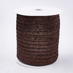 Saddle Brown Glitter Sparkle Ribbon, Polyester & Nylon Ribbon, Saddle Brown, 3/8 inch(9.5~10mm), about 200yards/roll(182.88m/roll).