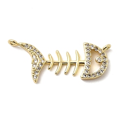 Прозрачный Латунные микро проложить кубического циркония подвески, Очарование рыб, долговечный, без кадмия и без свинца, реальный 18 k позолоченный, прозрачные, 12.5x28x2.5 мм, отверстие : 1 мм