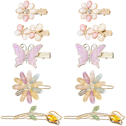 Platinum & Light Gold 2 наборы заколок для волос из сплава и смолы, включая заколки для волос «Аллигатор» и заколки для волос, аксессуары для волос для девочек, платина и светлое золото, 39~71x19~37x9~12 мм, 5 шт / пакет