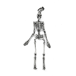 Античное Серебро 304 из нержавеющей стали большие кулоны, скелет очарование, античное серебро, 109x19x12.5 мм, отверстие : 8.5x7 мм