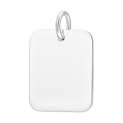 Квадрат 925 подвески из стерлингового серебра, с прыжковых колец, серебряный цвет гальваническим, с полировкой из замши, квадратный, 14x11x0.5 мм, отверстие : 3.4 мм, 1 PC