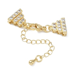 Настоящее золото 18K Удлинитель цепи из прозрачного кубического циркония из латуни с микропаве, треугольные, с застежкой и зажимом на концах, без кадмия и без свинца, долговечный, стойки покрытие, реальный 18 k позолоченный, 33 мм