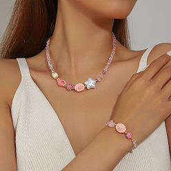 Fish Ожерелья и браслеты из жемчужных бусин из сплава, стразов, стекла, фарфора и пластика, золотые, рыба, колье: 16.54 дюйм (42 см)