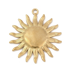 Настоящее золото 18K 304 подвески из нержавеющей стали, очарование солнца, реальный 18 k позолоченный, 43x39x4 мм, отверстие : 3 мм