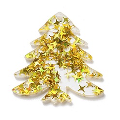 Желтый Подвески из непрозрачного акрила с рождественской тематикой, рождественская елка, желтые, 37.5x35.5x2.5 мм, отверстие : 1.5 мм