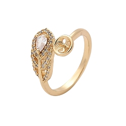 Настоящее золото 14K Оправа для кольца-манжеты из листовой латуни с микропаве из кубического циркония, закрепки колец и штифтов для полусверленных бусин, реальный 14 k позолоченный, 12.5 мм, размер США 6 (16.5 мм)