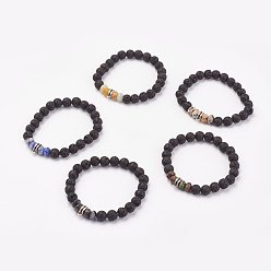 Gemischte Stein Stretch-Armbänder aus Naturstein und synthetischem Mischstein und Lavastein, mit Alu-Befund, 2-1/8 Zoll (53 mm)