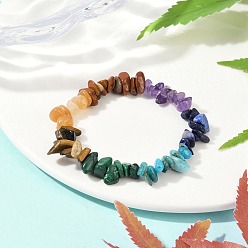 Смешанные камни Браслеты из натуральных смешанных драгоценных камней чакра для женщин, с корейскими эластичная нить кристаллов, внутренний диаметр: 1-3/4 дюйм (4.5 см)