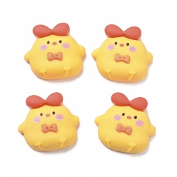 Yellow Opaque Resin Cabochons, Chick, Yellow, 21x22.5x8mm