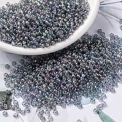 (RR2444) Transparent Blue Gray Rainbow Gold Luster MIYUKI Round Rocailles Beads, Japanese Seed Beads, 8/0, (RR2444) Transparent Blue Gray Rainbow Gold Luster, 3mm, Hole: 1mm, about 2111~2277pcs/50g