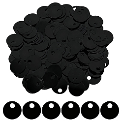 Black 45G Plastic Pendants, Flat Round Charm, Black, 19.5x0.2mm, Hole: 5mm