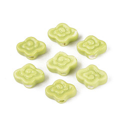 Green Yellow Handmade Porcelain Beads, Bright Glazed Porcelain, Cloud, Green Yellow, 9~10x13~14x5~6mm, Hole: 1.6~1.8mm