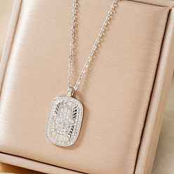 Платина Модные латунные хрустальные стразы прямоугольные ожерелья с подвеской в виде руки хамса, идеальный подарок для нее, платина, 15.75 дюйм (40 см)