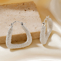 Серебро Треугольные серьги-кольца из латуни, серебряные, 28x6 мм