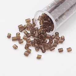 Camel 11/0 Two Cut Round Hole Glass Seed Beads, Hexagon, Transparent Colours, Camel, 2x2mm, Hole: 0.5mm, about 41000pcs/pound