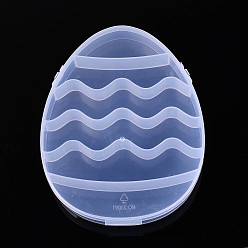 Прозрачный 6 Пластиковые контейнеры для хранения бусин в форме пасхального яйца с откидной крышкой, прозрачные, 17.7x13.8x2.5 см