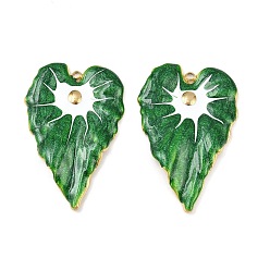 Зеленый 304 нержавеющей стальной эмали подвески, сердце, реальный 18 k позолоченный, вакуумное покрытие pvd, зелёные, 44.5x29x3 мм, отверстие : 1.8 мм