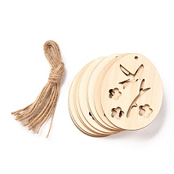 Flower DIY Egg Shape Handmade Hollow Out Graffiti Wood, Easter Theme Pendant Decorations, Flower Pattern, 8x6x0.2cm, Hole: 3.2mm, 10pcs/set