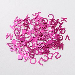 Deep Pink Ornament Accessories Plastic Paillette/Sequins Beads, Alphabet, Deep Pink, 5.5x5.5~6x0.1mm