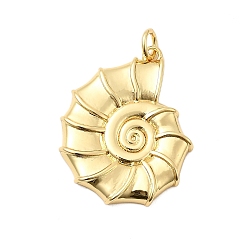 Другие Латунные подвески, с целью перехода в кольце, стойки покрытие, долговечный, без свинца и без кадмия, реальный 18 k позолоченный, форма раковины, 27.5x21.5x3 мм, отверстие : 3.5 мм