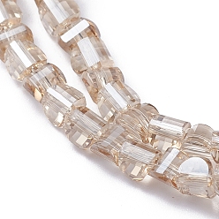 Goldenrod Electroplate Glass Beads Strands, Faceted, Pearl Lusted Plated, Half Round, Tan, 4x4x3mm, Hole: 0.8mm, about 148pcs/strand, 19.69 inch(50cm)