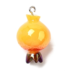 Pomegranate Непрозрачные подвески смолы, с железной платиной петлей, AB цвет, гранат, 33.5x21x20 мм, отверстие : 2 мм