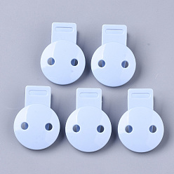 Light Blue ABS Plastic Baby Pacifier Holder Clip, with Stainless Steel Clips, Flat Round, Light Blue, 48.5x35x20mm, Hole: 3x13.5mm