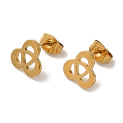 Golden PVD Vacuum Plating 304 Stainless Steel Stud Earrings, Trinity Knot, Golden, 8.5x9mm