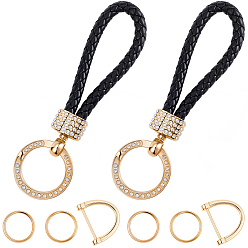 Черный 2Брелок из искусственной кожи и сплава со стразами, с отверткой, золотые, чёрные, 145x34x15 мм