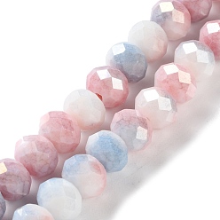 Розово-Коричневый Стеклянные бусины с гальваническим покрытием , граненые, круглые, розово-коричневый, 7.5~8x7.5~8 мм, отверстие : 1.2 мм, около 63~70 шт / нитка, 15.35'' (39 см)