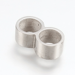 Stainless Steel Color 304 Stainless Steel Multi-strand Links, For Leather Cord Bracelets Making, Platinum, 11x6x3.5mm, Hole: 4mm