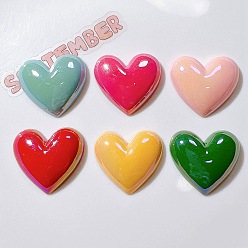 (52) Непрозрачная лаванда Кабошоны из непрозрачной смолы с гальванопокрытием, сердце, разноцветные, 27x30x7 мм