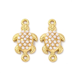 Настоящее золото 18K 304 подвески из нержавеющей стали, ссылки на черепаху, с белым абс пластиком имитация жемчуга, ионное покрытие (ip), реальный 18 k позолоченный, 22.5x12x4 мм, отверстие : 1.6 мм