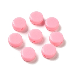 Pink Непрозрачные акриловые бусины, плоско-круглые, розовые, 10x5 мм, отверстие : 1.8 мм, Около 1500 шт / 500 г