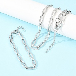 Stainless Steel Color 304 Stainless Steel Oval Link Chain Bracelet & Necklace Jewelry Sets, with Lobster Claw Clasps, Stainless Steel Color, 570mm